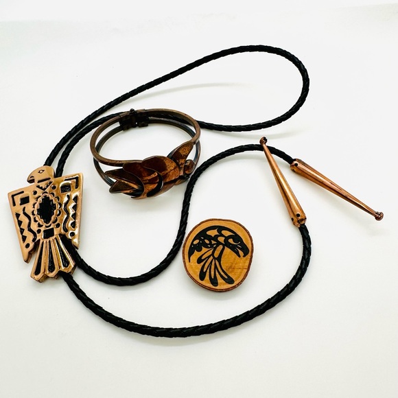 Thunderbird Eagle Bolo Copper Jewelry lot - Picture 1 of 15